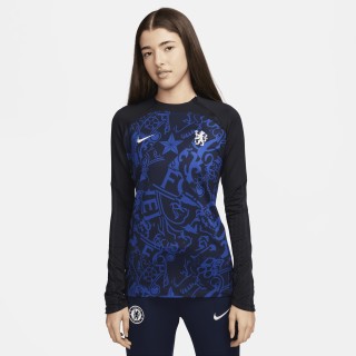 Chelsea FC Strike Nike Dri-FIT voetbaltrainingstop met ronde hals voor dames - Blauw