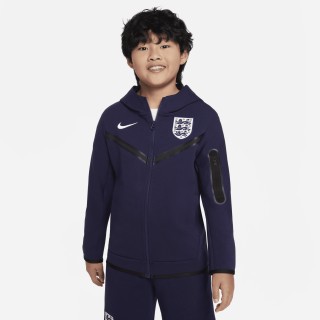 Engeland Tech Fleece Nike voetbalhoodie met rits over de hele lengte voor jongens - Paars