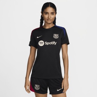 FC Barcelona Strike Nike Dri-FIT knit voetbaltop met korte mouwen voor dames - Zwart