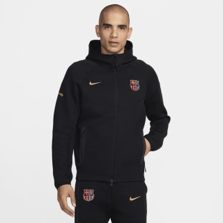 FC Barcelona Tech Fleece Windrunner Nike voetbalhoodie met rits over de hele lengte voor heren - Zwart