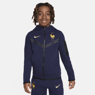 FFF Tech Fleece Nike voetbalhoodie met rits over de hele lengte voor jongens - Blauw