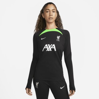 Liverpool FC Strike Nike Dri-FIT voetbaltrainingstop met ronde hals voor dames - Zwart