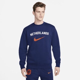 Nederland Club Fleece Nike voetbalsweatshirt met ronde hals voor heren - Blauw