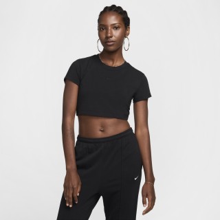 Nike Sportswear Chill Knit kort en aansluitend T-shirt voor dames - Zwart