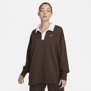 Nike Sportswear Essential oversized polo met lange mouwen voor dames - Bruin