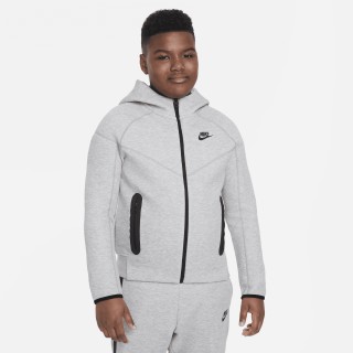 Nike Tech Fleece Hoodie met rits over de hele lengte voor jongens (ruimere maten) - Grijs