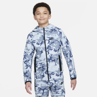 Nike Tech Fleece hoodie met camouflageprint en rits voor jongens - Blauw