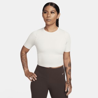 Nike Zenvy Dri-FIT croptop met korte mouwen voor dames - Bruin