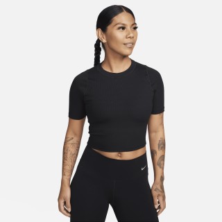 Nike Zenvy Dri-FIT croptop met korte mouwen voor dames - Zwart