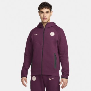 Paris Saint-Germain Tech Fleece Windrunner Nike voetbalhoodie met rits over de hele lengte voor heren - Rood