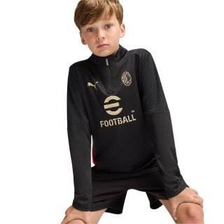 PUMA AC Milan Trainingstrui 1/4 Zip 2024-2025 Kids Zwart Rood Goud