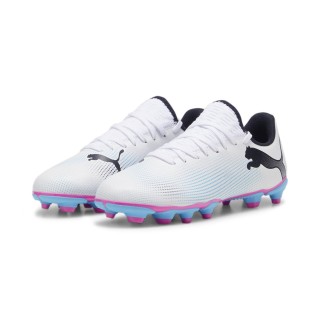 PUMA Future 7 Play Gras / Kunstgras Voetbalschoenen (MG) Kids Wit Roze Zwart