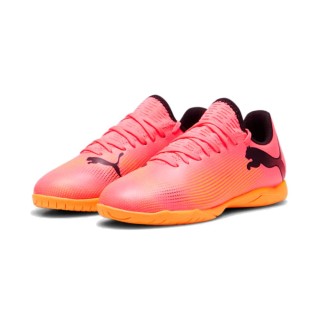 PUMA Future 7 Play Zaalvoetbalschoenen (IN) Kids Roze Zwart Oranje