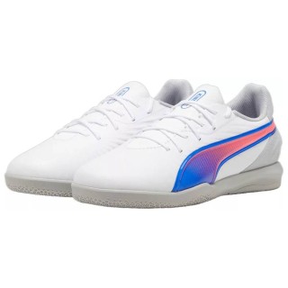 PUMA King Match Zaalvoetbalschoenen (IN) Kids Wit Blauw Lichtroze