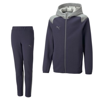 PUMA TeamCup Casual Trainingspak Kids Donkerblauw Grijs Donkergrijs