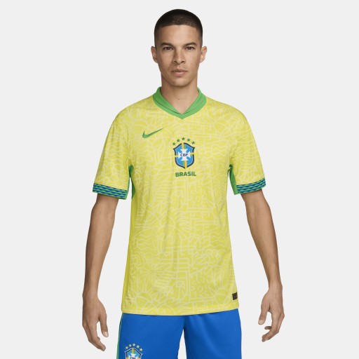 Brazilië 2024 Stadium Thuis Nike Dri-FIT replica voetbalshirt voor heren - Geel