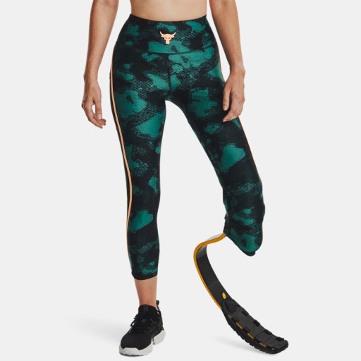 Dameslegging Project Rock HeatGear® Printed Ankle Coastal Teal / Oranje Tropic / Oranje Tropic XL