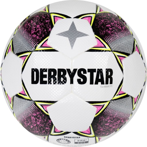 Derbystar Classic TT Energy II Voetbal 4 x 3 Vlakken Maat 5 Wit Roze Geel