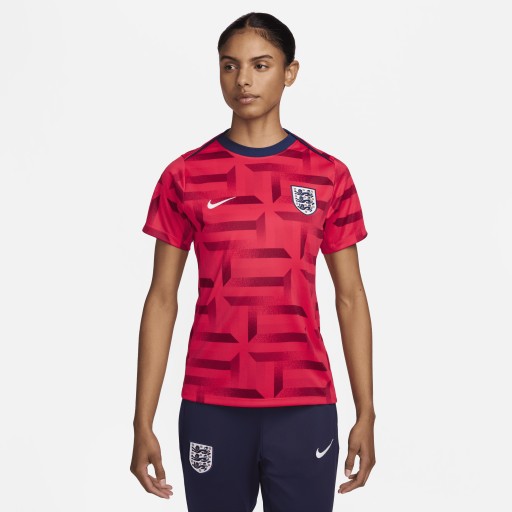 Engeland Academy Pro Nike Dri-FIT warming-uptop met korte mouwen voor dames - Rood