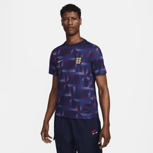 Engeland Academy Pro Nike Dri-FIT warming-uptop met korte mouwen voor heren - Paars