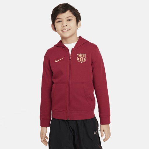 FC Barcelona Club Nike voetbalhoodie met rits over de hele lengte voor jongens - Rood