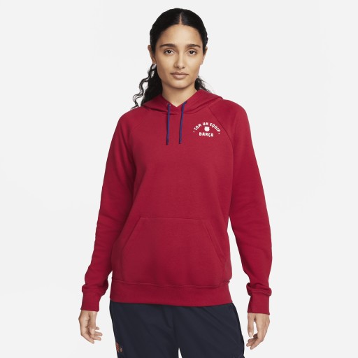 FC Barcelona Essential Nike fleecehoodie voor dames - Rood