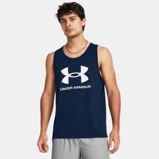 Herentanktop Under Armour Sportstyle Logo Academy / Wit L