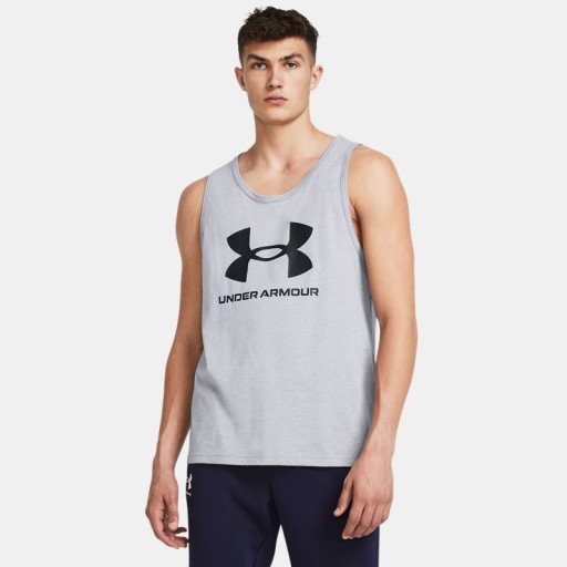 Herentanktop Under Armour Sportstyle Logo Staal Light Heather / Zwart L