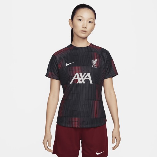 Liverpool FC Academy Pro Nike Dri-FIT warming-uptop met korte mouwen voor dames - Rood