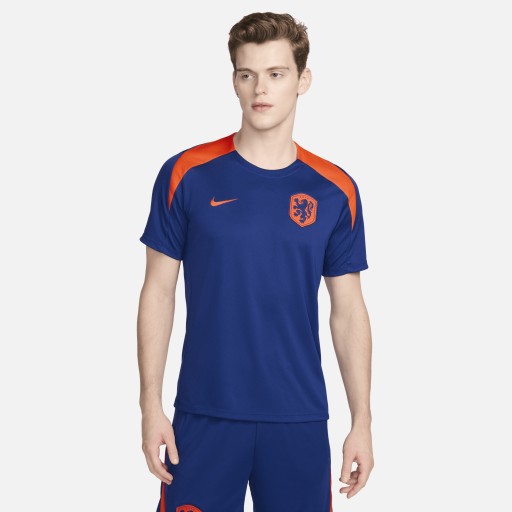 Nederland Strike Nike Dri-FIT knit voetbaltop met korte mouwen voor heren - Blauw