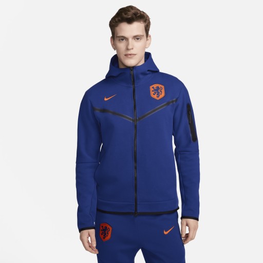 Nederland Tech Fleece Windrunner Nike voetbalhoodie met rits over de hele lengte voor heren - Blauw