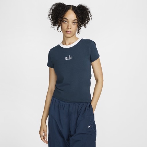 Nike Sportswear Chill Knit kort en aansluitend T-shirt voor dames - Blauw