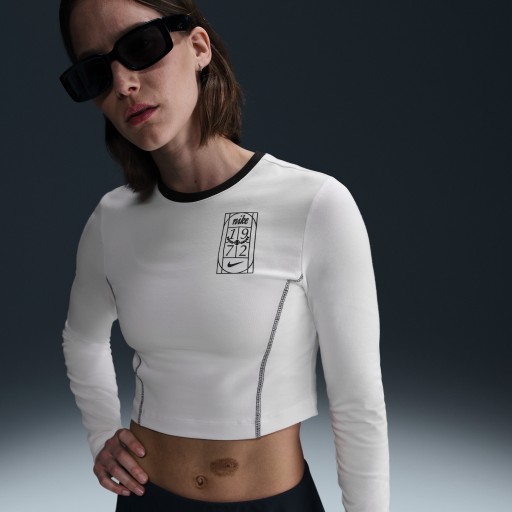 Nike Sportswear croptop met lange mouwen voor dames - Wit