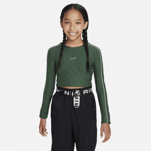 Nike Sportswear croptop met lange mouwen voor meisjes - Groen