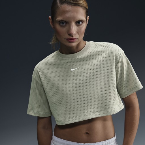 Nike Sportswear kort T-shirt met mesh voor dames - Groen