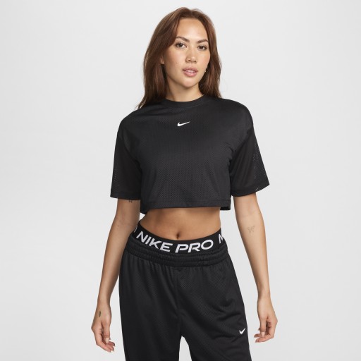 Nike Sportswear kort T-shirt met mesh voor dames - Zwart