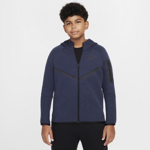 Nike Sportswear Tech Fleece hoodie met rits over de hele lengte voor kids (ruimere maten) - Blauw