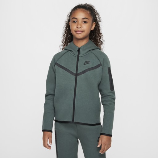 Nike Sportswear Tech Fleece Hoodie met rits over de hele lengte voor meisjes - Groen