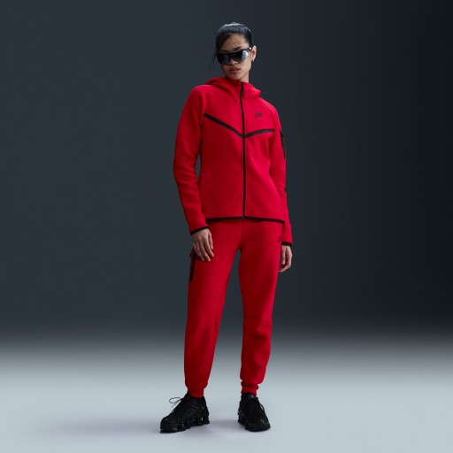 Nike Sportswear Tech Fleece joggingbroek met halfhoge taille voor dames - Rood