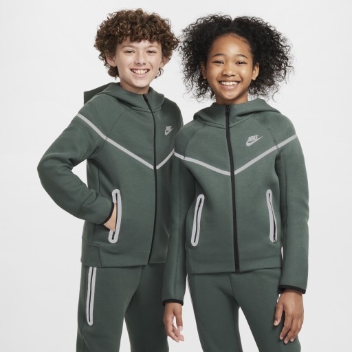 Nike Sportswear Tech Fleece reflecterende hoodie met rits over de hele lengte voor jongens - Groen