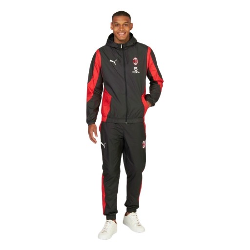 PUMA AC Milan Pre-Match Anthem Trainingspak 2023-2024 Zwart Rood