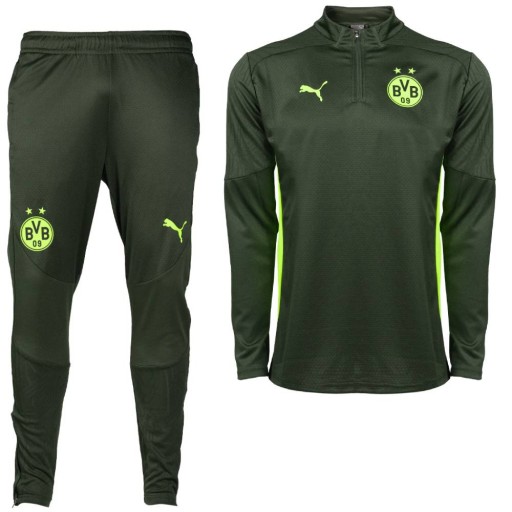 PUMA Borussia Dortmund Trainingspak 1/4-Zip 2024-2025 Groen Geel