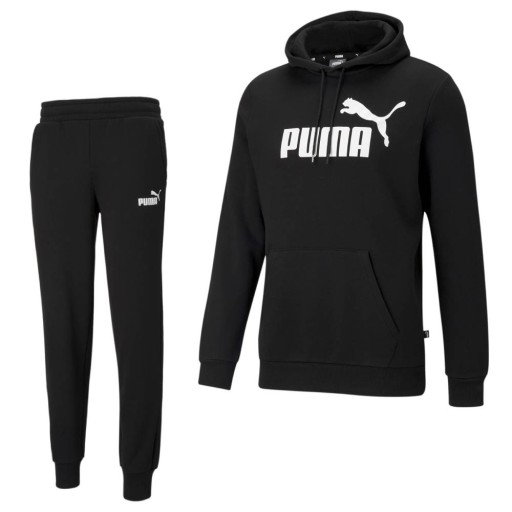 PUMA Essentials+ 2 College Big Logo Fleece Trainingspak Zwart Wit