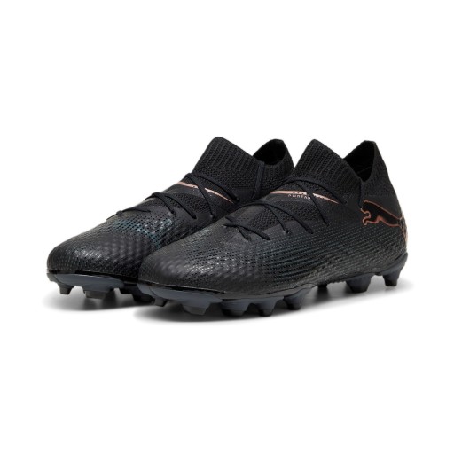 PUMA Future 7 Pro Gras / Kunstgras Voetbalschoenen (MG) Kids Zwart Brons Donkergrijs