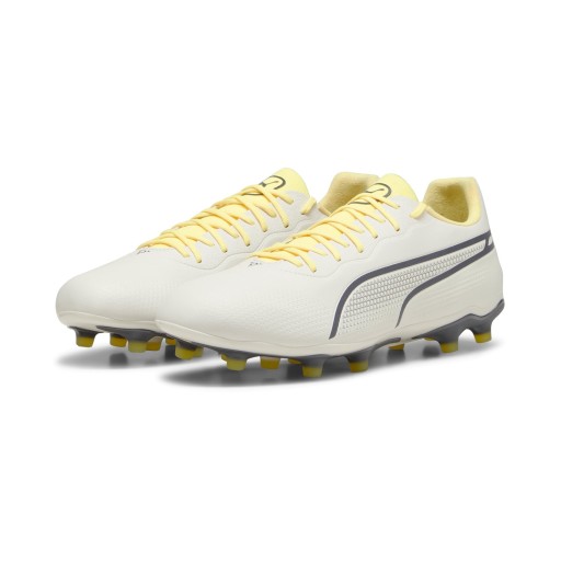 PUMA King Pro Gras / Kunstgras Voetbalschoenen (MG) Wit Geel Donkerblauw Zwart