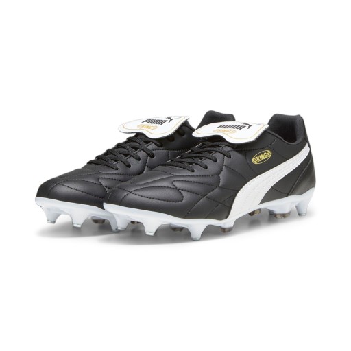 PUMA King Top IJzeren-Nop Voetbalschoenen (SG) Zwart Wit Goud