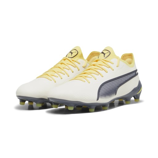 PUMA King Ultimate Gras / Kunstgras Voetbalschoenen (MG) Wit Geel Donkerblauw Zwart