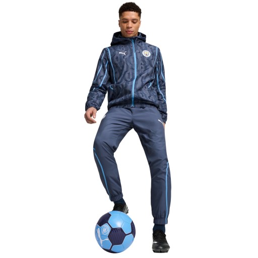 PUMA Manchester City Pre-Match Anthem Trainingspak Woven Full-Zip 2024-2025 Donkerblauw Lichtblauw