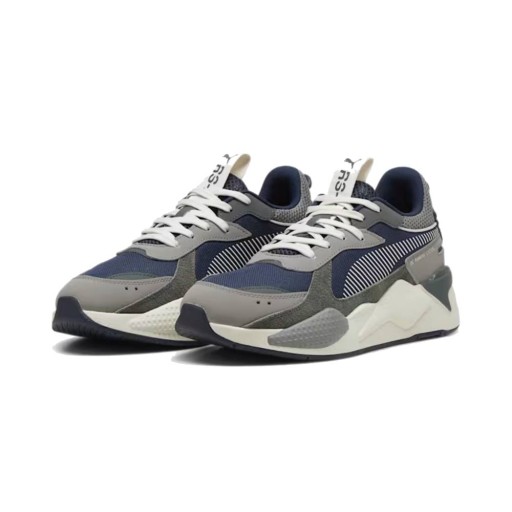 PUMA RS-X Sneakers Suede Grijs Donkerblauw Donkergrijs Wit